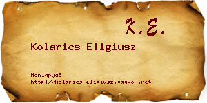 Kolarics Eligiusz névjegykártya